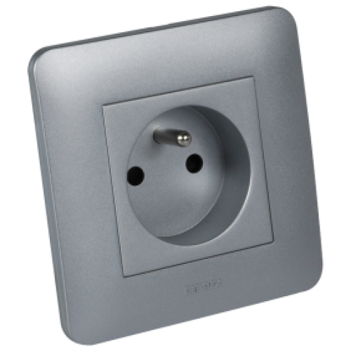 Prise 2P+T full complète – aluminium brillant – Casual