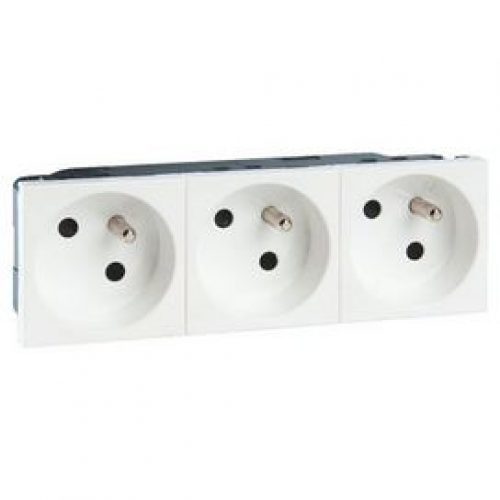 Prise 3 x 2P+T  Blanc Mosaic  Legrand 077143