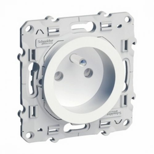 Prise de courant 2P T Odace 4 connexions rapides blanc Schneider