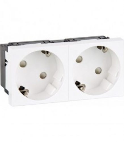 Prise de courant bas de couloir 45, double, blanc pur