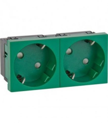 Prise de courant bas de couloir 45, double, vert
