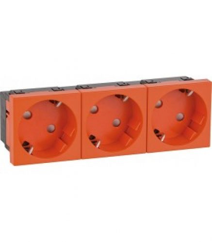 Prise de courant bas de couloir 45, triple, orange