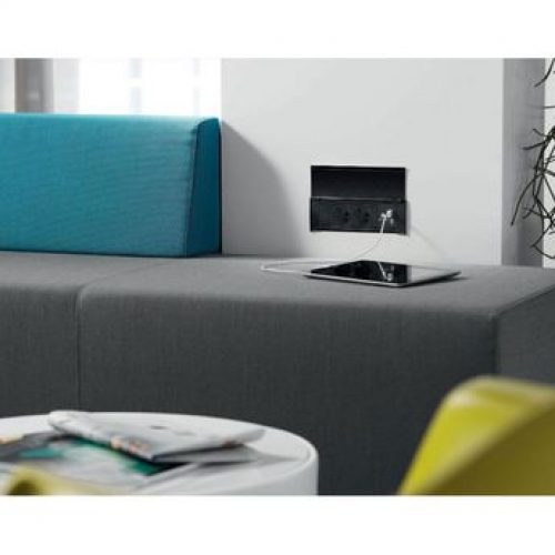 Prise de cuisine – Bloc CLAP 2 prises + 2 USB à encastrer noir