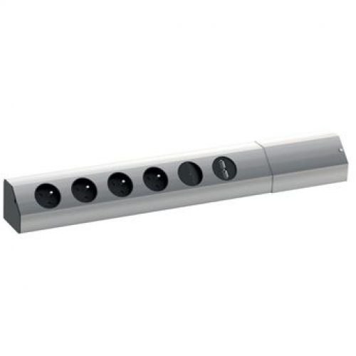 Prise de cuisine – Bloc COOL 4 prises + 2 USB + interrupteur à poser inox