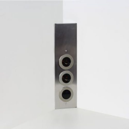 Prise de cuisine – Bloc ESQUINA 2 prises d´angle et interrupteur en Inox brossé