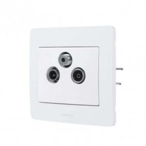 Prise TV-FM-SAT encastrée complète – blanc – Diam2