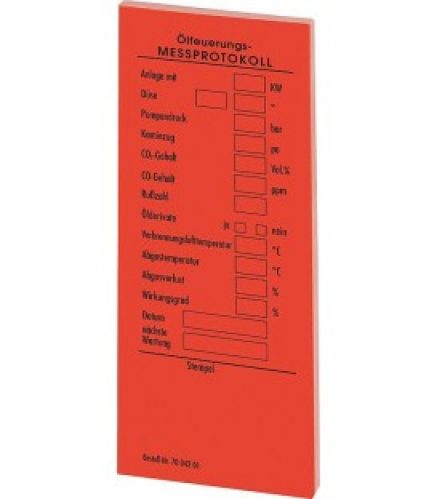 Protocole de mesure, autocollant pour chaudiere, pour le fioul, rouge *BG* 1 bloc 50 pcs.PAS POUR LA FRANCE