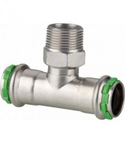 Raccord a sertir inox VCE132G, Te filete avec fil. male 15mm x DN15(1/2&Prime;)x 15 mm, contour V