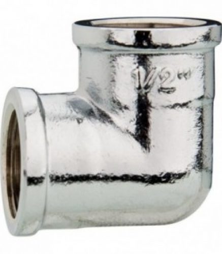 Raccord coude 90° bilateral 3/8&Prime; fem x fem laiton chromé