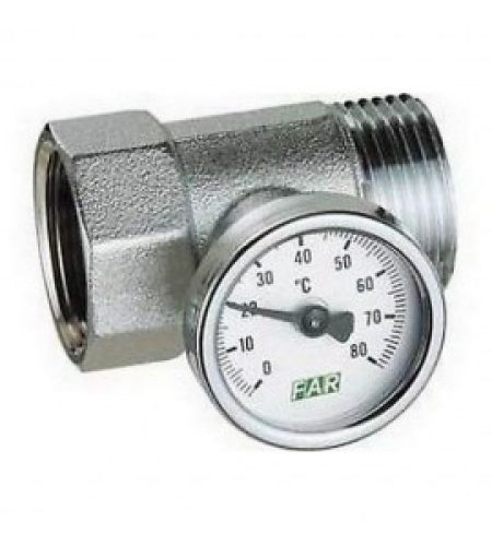 Raccord porte-thermomètre chromé avec thermomètre FAR 3432