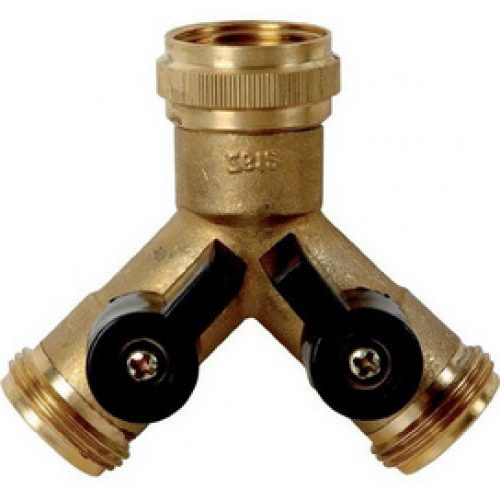 Raccord Y fileté en laiton avec 2 robinets d&rsquo;arrêt