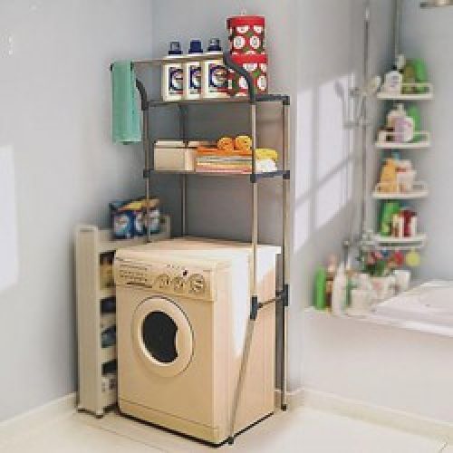 Rack à deux étagères en acier inoxydable pour machines à laver