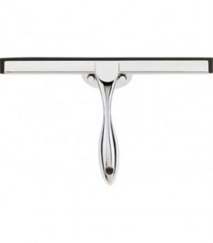 Raclette caoutchouc en inox brillant inoxydable avec crochet et 2 levres de rechange