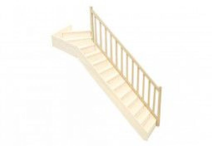 Rampe en Bois de Sapin pour Escalier Quart Tournant Haut