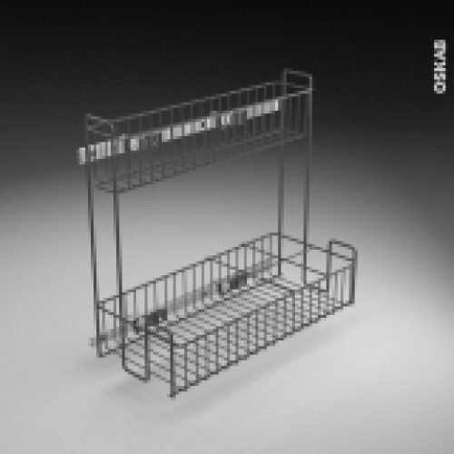 Rangement Lessiviel Pour Produits D Entretien 2 Etages Panier Coulissant Epoxy Anthracite L40 X H70 Cm Sokleo