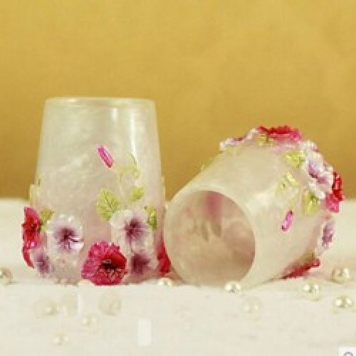 Récipient de salle de bain en résine blanche verre