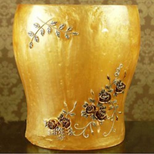 Récipient en résine pour accessoires de salles de bain de couleur jaune verre