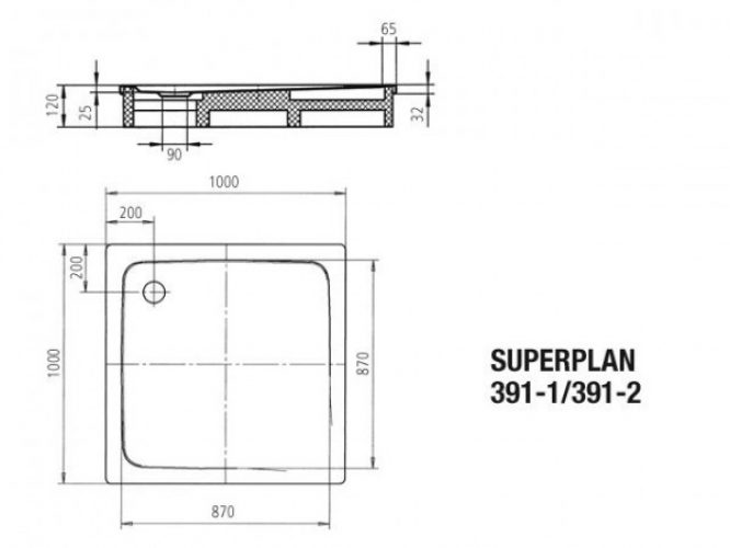 Receveur de Douche 100×100 Kaldewei Superplan Carré Mod.391-2 Blanc Alpin Décor Lilie 447030393001