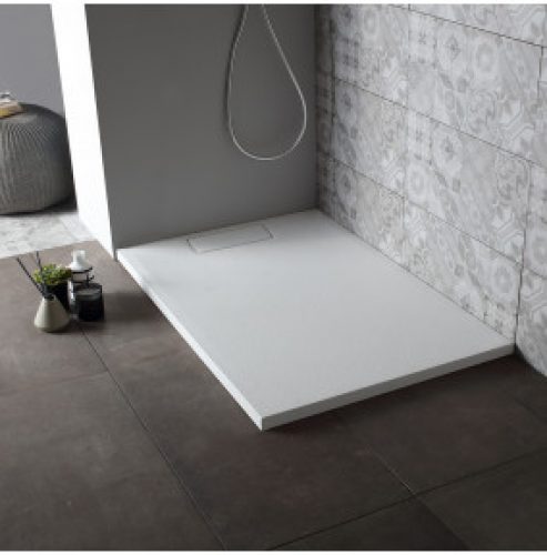 RECEVEUR DE DOUCHE 80X120 ULTRA PLAT BLANC MAT EFFET PIERRE | MART