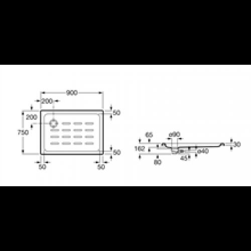 Receveur de douche 90×75 cm Easy Roca