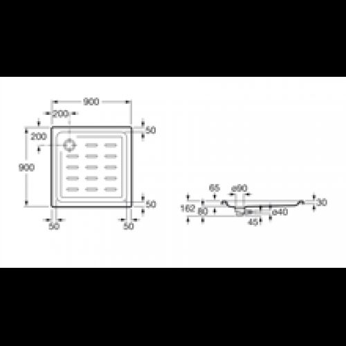 Receveur de douche carré acrylique 90×90 cm…