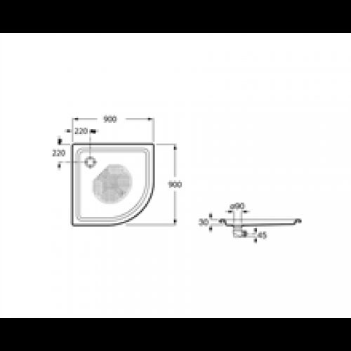 Receveur de douche d’angle 90×90 cm Blues XL Roca