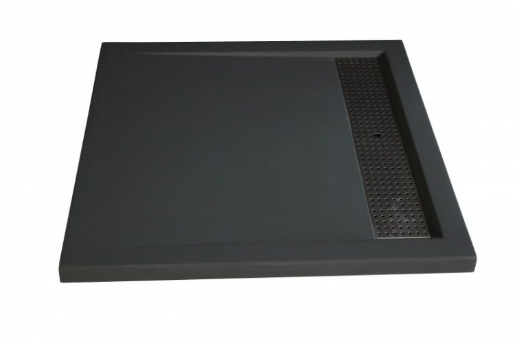 Receveur de douche en pierre solide (solid stone) 9090BG gris brillant 90 x 90 x 4,5cm