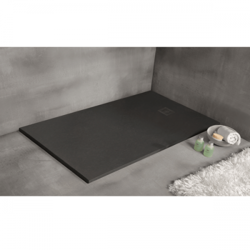 Receveur de douche extra plat STRATO surface ardoisée, carré noir