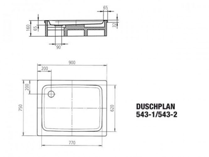 Receveur de Douche Kaldewei Duschplan Rectangulaire Mod.543-2 440935000