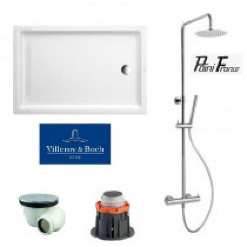Receveur Villeroy et Boch avec colonne douche Paini