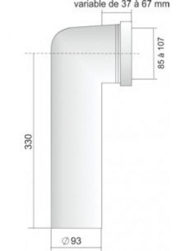 REGIPLAST – Pipe longue coudée 93 mm – PL93