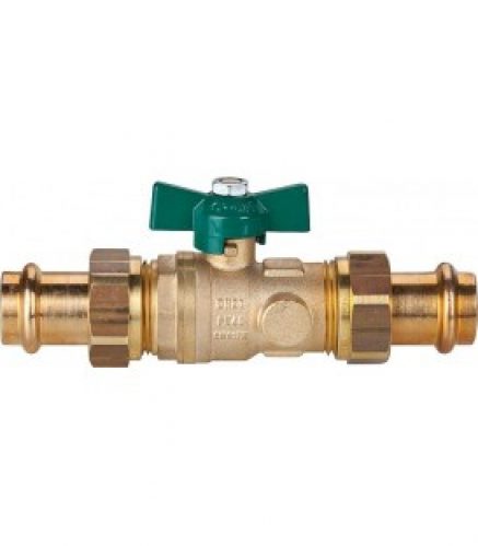 Robinet a bille Uniwater 1439. avec vidage, 2 raccords a vis Viega Profipress, DN25, 28×28 mm