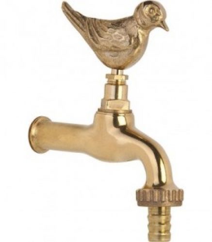 Robinet arrosage `Oiseau` laiton sans rosace, raccord flexible raccord mural 1/2&Prime;