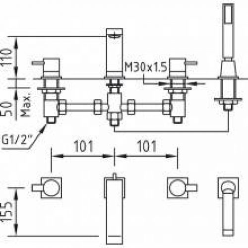 Robinet batterie de rebord Bimini pour…