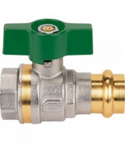 Robinet à bille en laiton à sertir, filetage femelle avec poignée papillon 18 x 1/2&Prime;