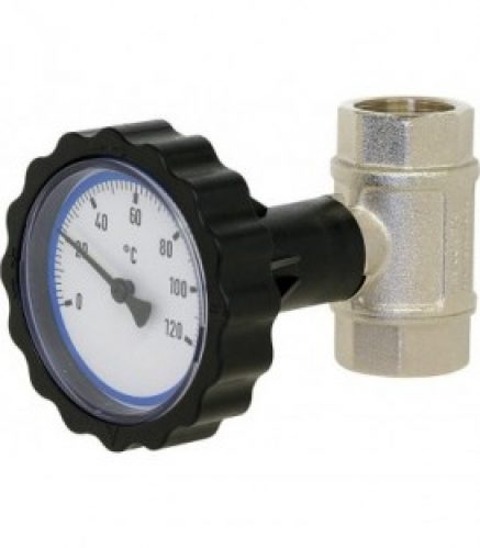 robinet boisseau spherique,1/2&Prime; fem/fem avec volant de thermometre bleu nickele