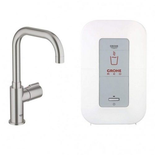 Robinet Chauffe Eau Grohe Red Mono inox avec chauffe eau 4l 30147DC0