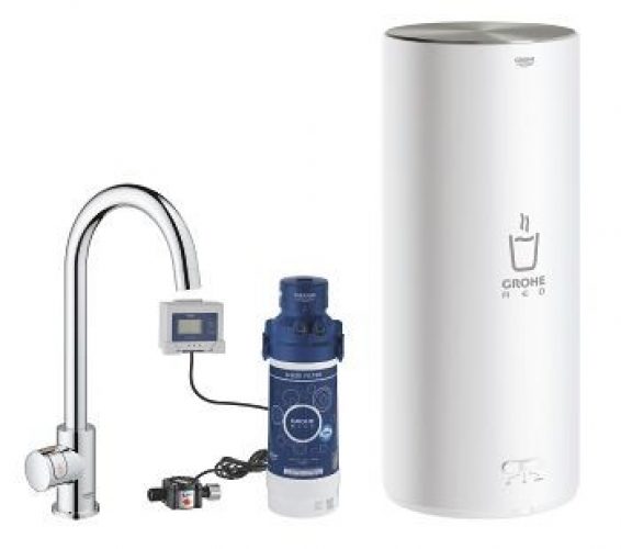 Robinet Chauffe Eau Grohe Red Mono inox avec chauffe eau 8l