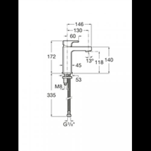 Robinet compact de lavabo avec bec mezzo L90 Roca