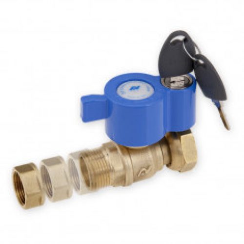 Robinet compteur cadenassable Mâle 3/4&Prime; (20×27) – écrou tournant 1&Prime; (26×34)