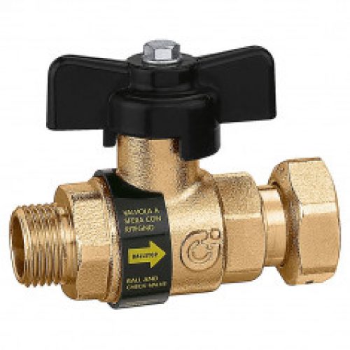 Robinet compteur droit avec clapet anti-retour Mâle 1/2&Prime; (15×21) – écrou tournant 3/4&Prime; (20×27)