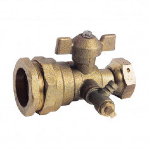 Robinet compteur droit à purge Tube PE Ø25 – Ecrou prisonnier 3/4 » (20/27)