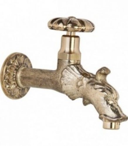 Robinet d´arrosage en bronze avec poignée rotative raccord mural 1/2&Prime; et rosace