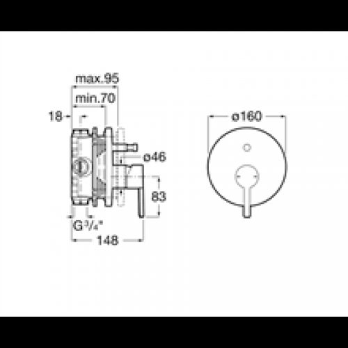 Robinet de baignoire-douche encastré Naia Roca
