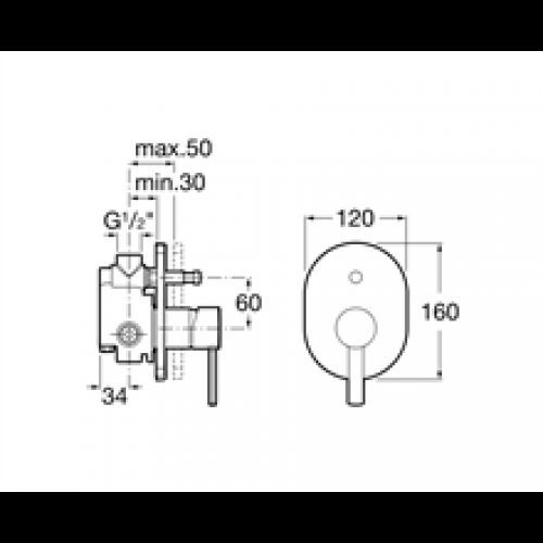 Robinet de baignoire-douche encastré Targa Roca