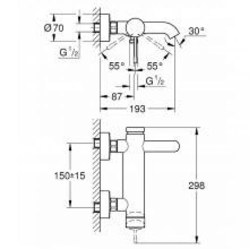 Robinet de baignoire et douche Grohe Essence