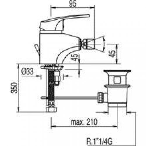Robinet de bidet avec bonde ECO-TRES