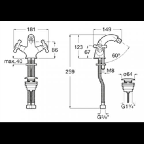 Robinet de bidet mélangeur manuel Carmen Roca