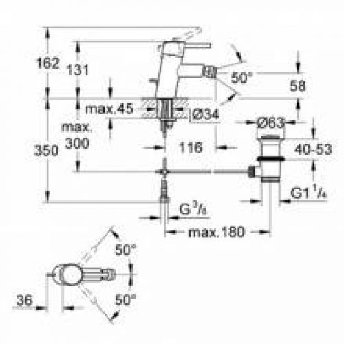 Robinet de bidet Plus Grohe Concetto
