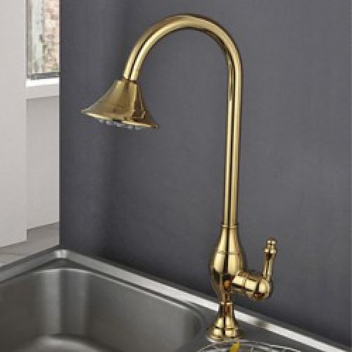 Robinet de cuisine à bec col de cygne tournante finition Ti-PVD